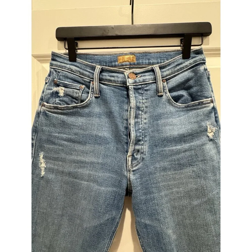 MOTHER The Tripper Ankle Fray Straight Leg Distressed Button Fly Sz 27 - Picture 7 of 12